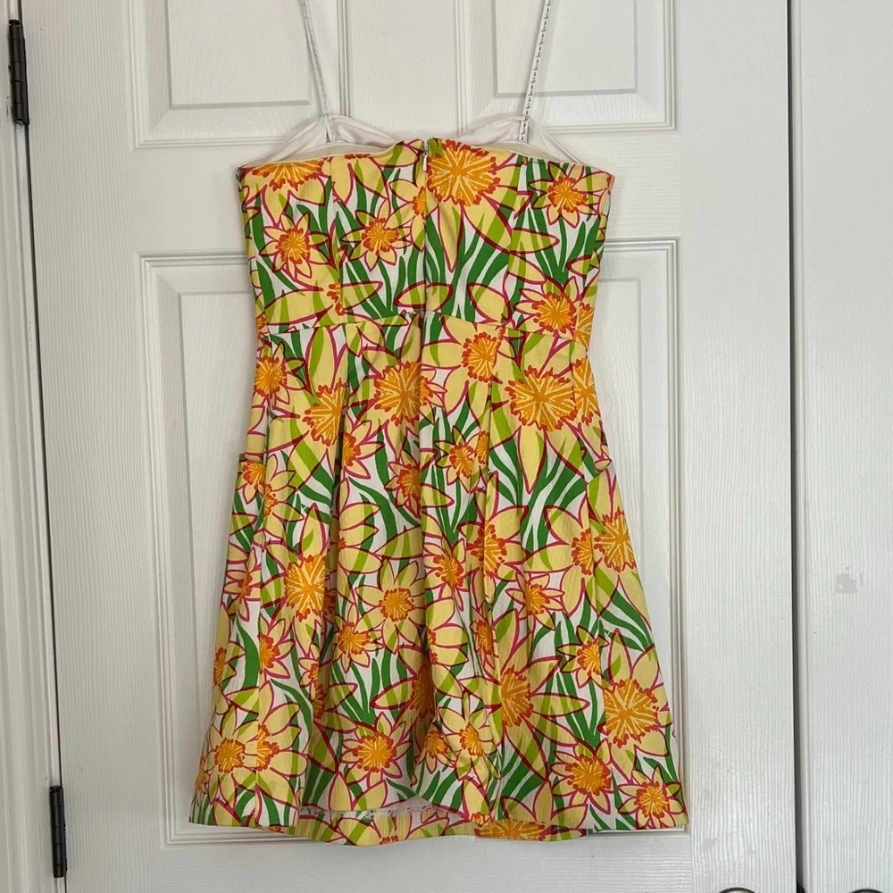Lilly Pulitzer Summer Strapless Floral Sundress Sweetheart Neckline Fit & Flare - Picture 8 of 11